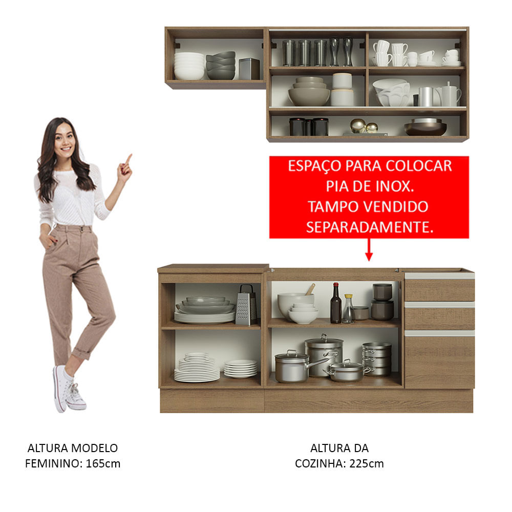 Armário de Cozinha Compacta 180cm Rustic Glamy Madesa 08