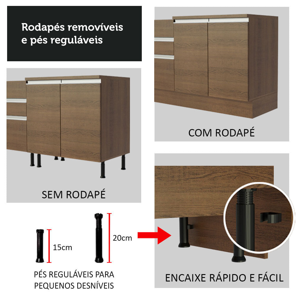 Armário de Cozinha Compacta 180cm Rustic Glamy Madesa 08