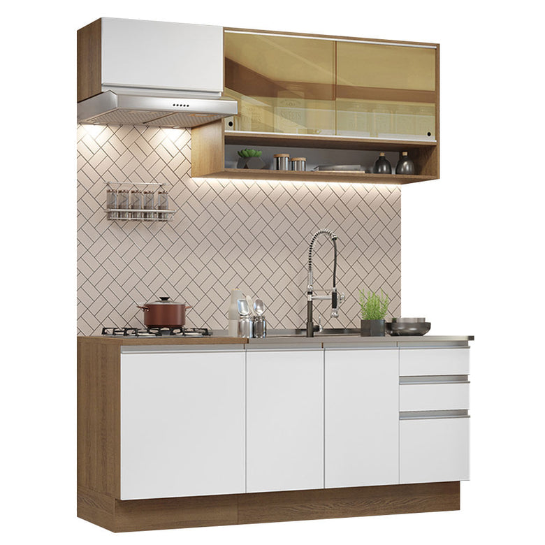 Armário de Cozinha Compacta 180cm Rustic Branco Glamy Madesa 08