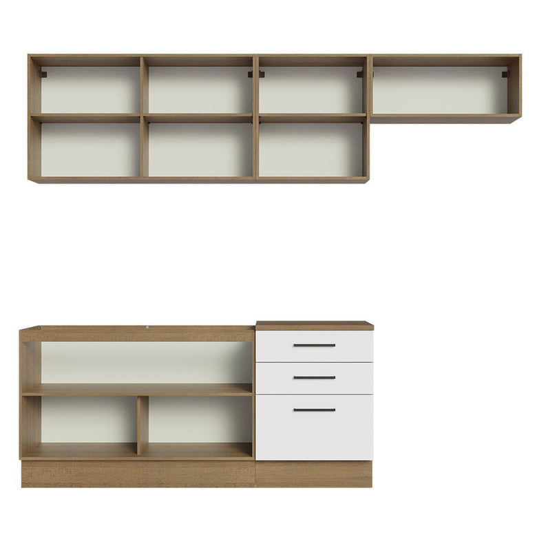 Armário de Cozinha Completa 260cm Rustic Branco Agata Madesa 02
