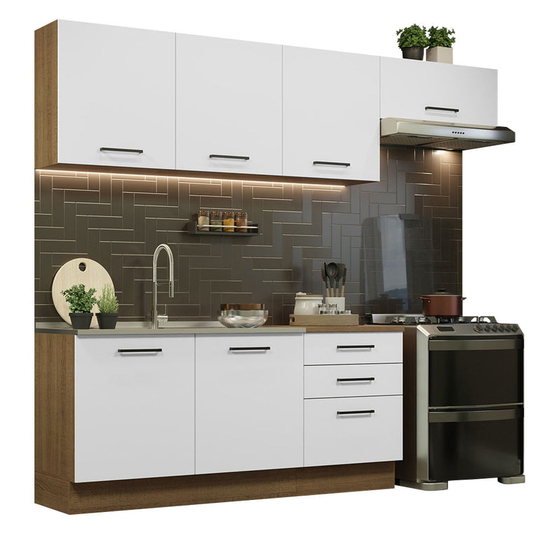 Armário de Cozinha Completa 260cm Rustic Branco Agata Madesa 02