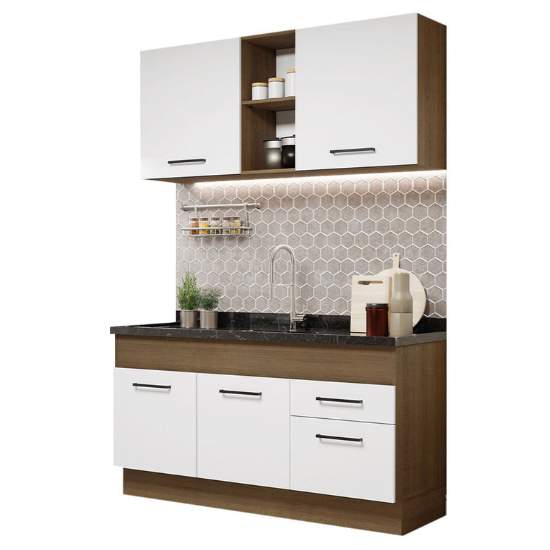 Armário de Cozinha Compacta 150cm Rustic/Branco Agata Madesa 02