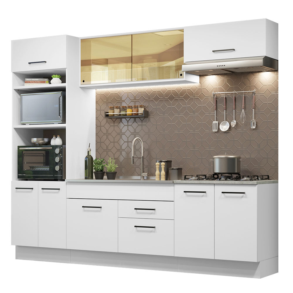 Armário de Cozinha Completa 270cm Branco Agata Madesa 03 - Branco