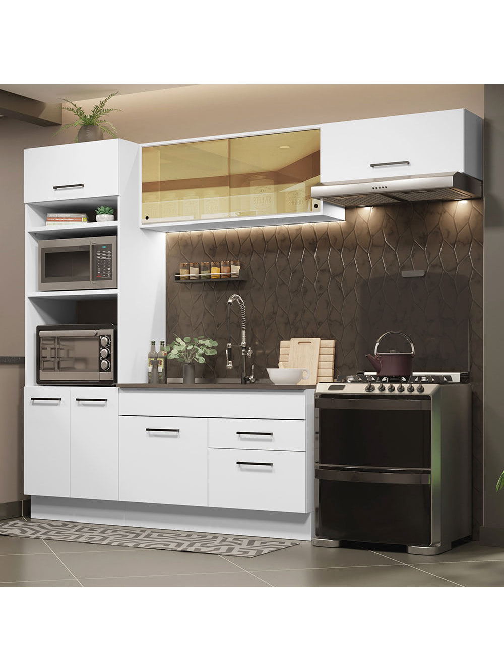 Armário de Cozinha Completa 270cm Branco Agata Madesa 04 - Branco