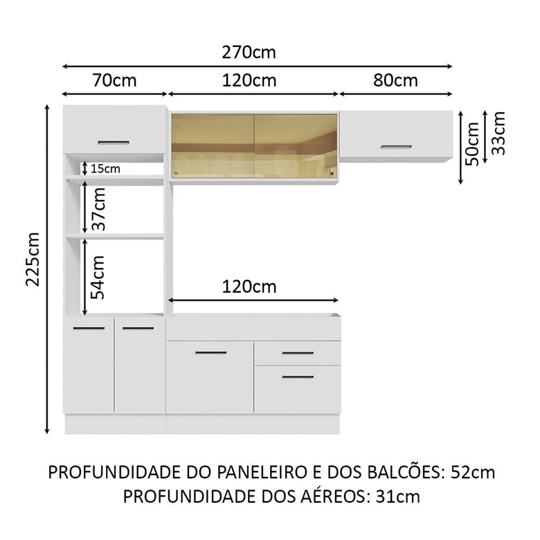 Armário de Cozinha Completa 270cm Branco Agata Madesa 04