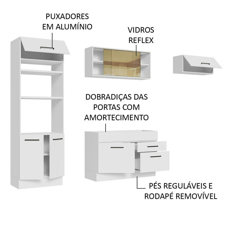 Armário de Cozinha Completa 270cm Branco Agata Madesa 04