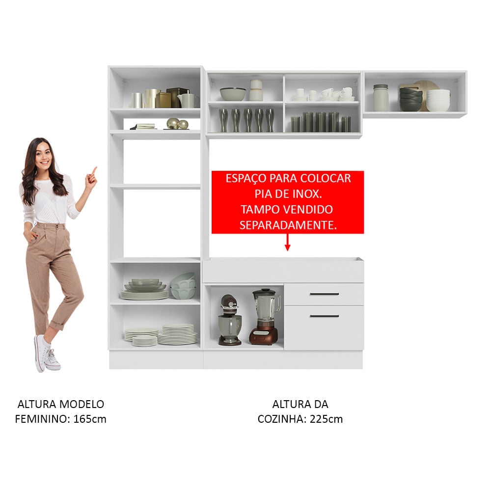 Armário de Cozinha Completa 270cm Branco Agata Madesa 04
