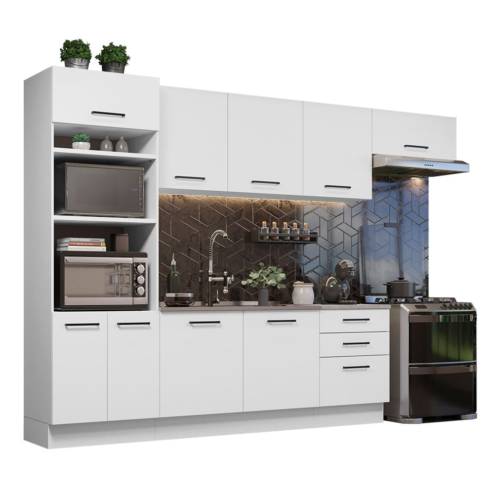 Armário de Cozinha Completa 330cm Branco Agata Madesa 01 - Branco