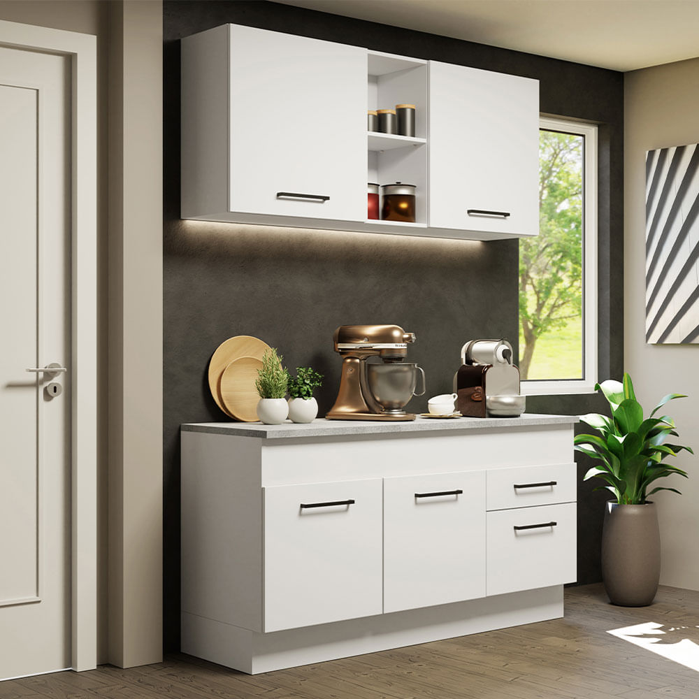 Armário de Cozinha Compacta 150cm Branco Agata Madesa 01 - Branco