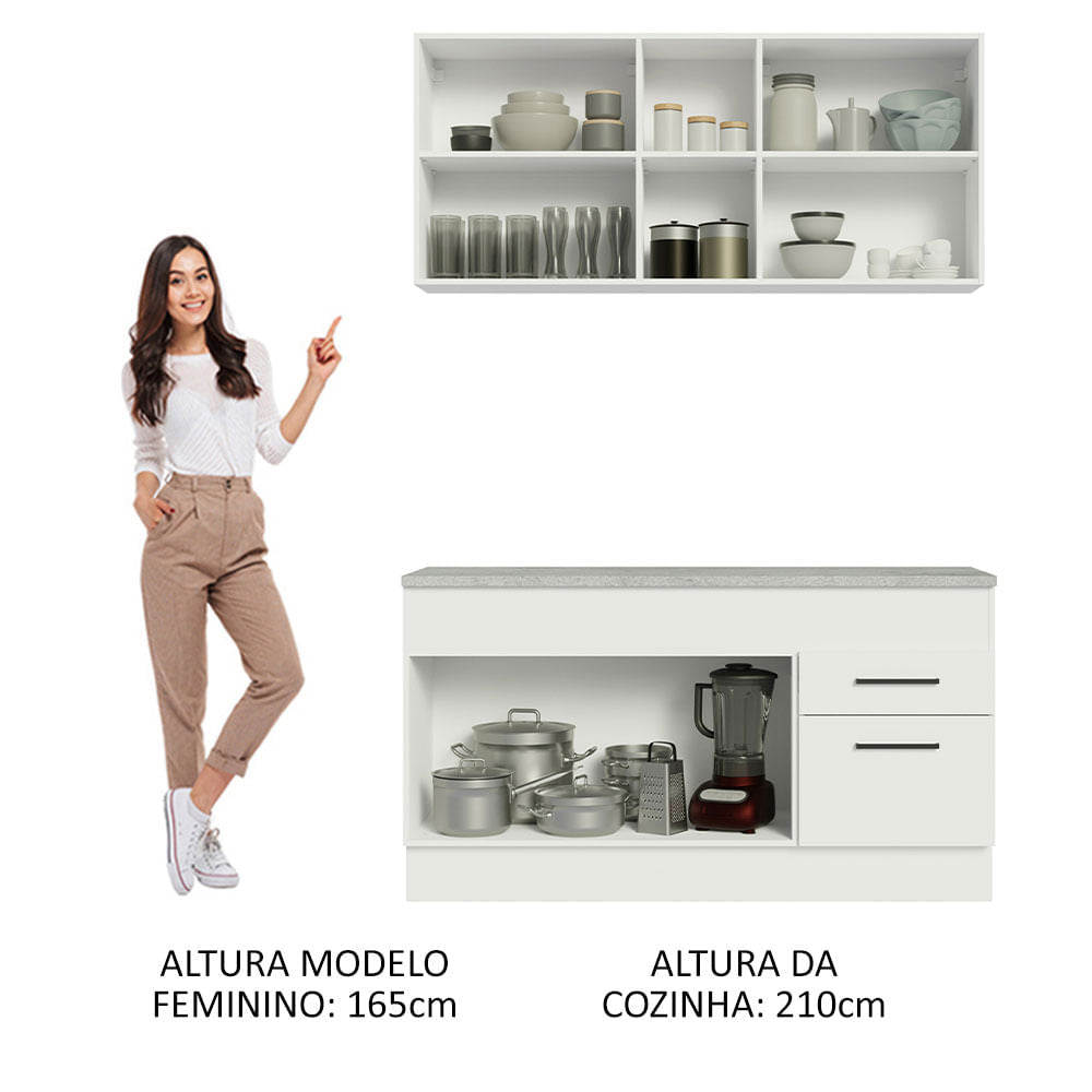 Armário de Cozinha Compacta 150cm Branco Agata Madesa 01