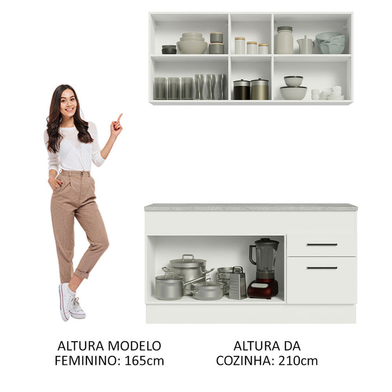 Armário de Cozinha Compacta 150cm Branco Agata Madesa 01