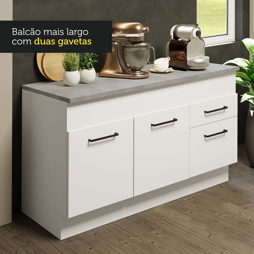 Armário de Cozinha Compacta 150cm Branco Agata Madesa 01