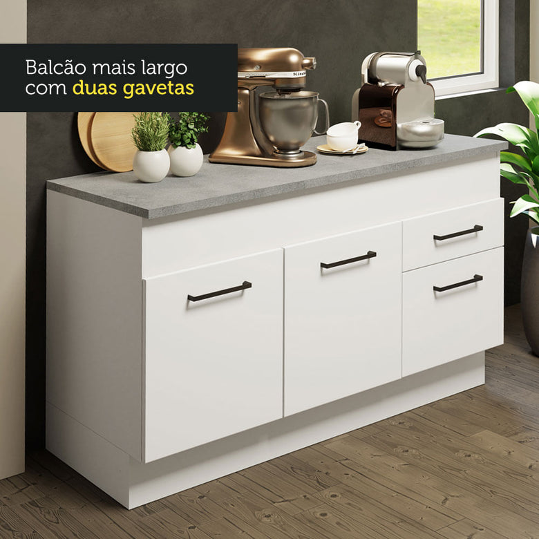 Armário de Cozinha Compacta 150cm Branco Agata Madesa 01