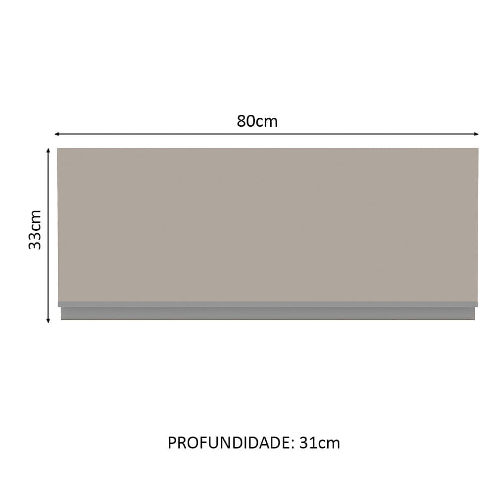 Armário Aéreo Madesa Glamy 80 cm 1 Porta Basculante Rustic/Crema - Rustic/Crema