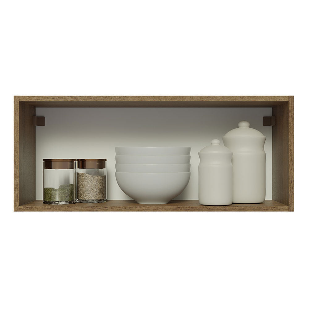 Armário Aéreo Madesa Glamy 80 cm 1 Porta Basculante Rustic/Crema