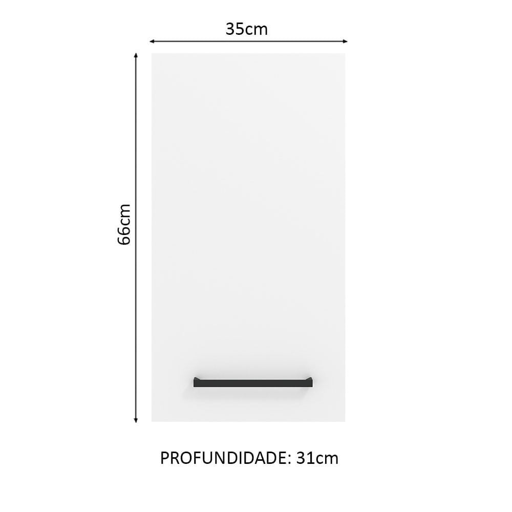 Armário Aéreo Madesa Agata 35 cm 1 Porta Branco - Branco
