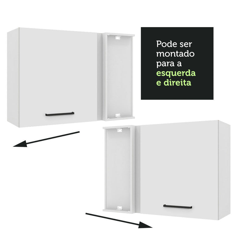Armário Aéreo de Canto Madesa Agata 1 Porta - Branco