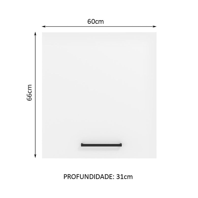 Armário Aéreo Madesa Agata 60 cm 1 Porta Rustic/Branco