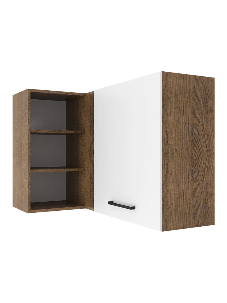 Armário Aéreo de Canto Madesa Agata 1 Porta para linha de 60 cm de profundidade Rustic/Branco