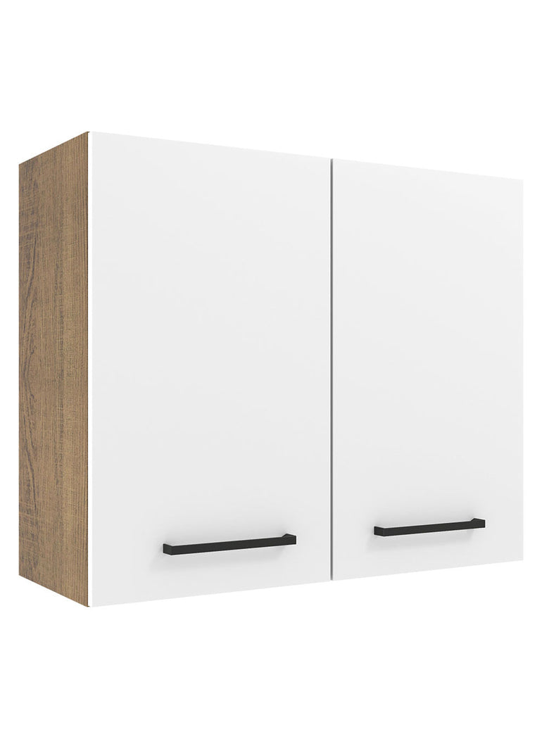 Armário Aéreo Madesa Agata 80 cm 2 Portas Rustic/Branco