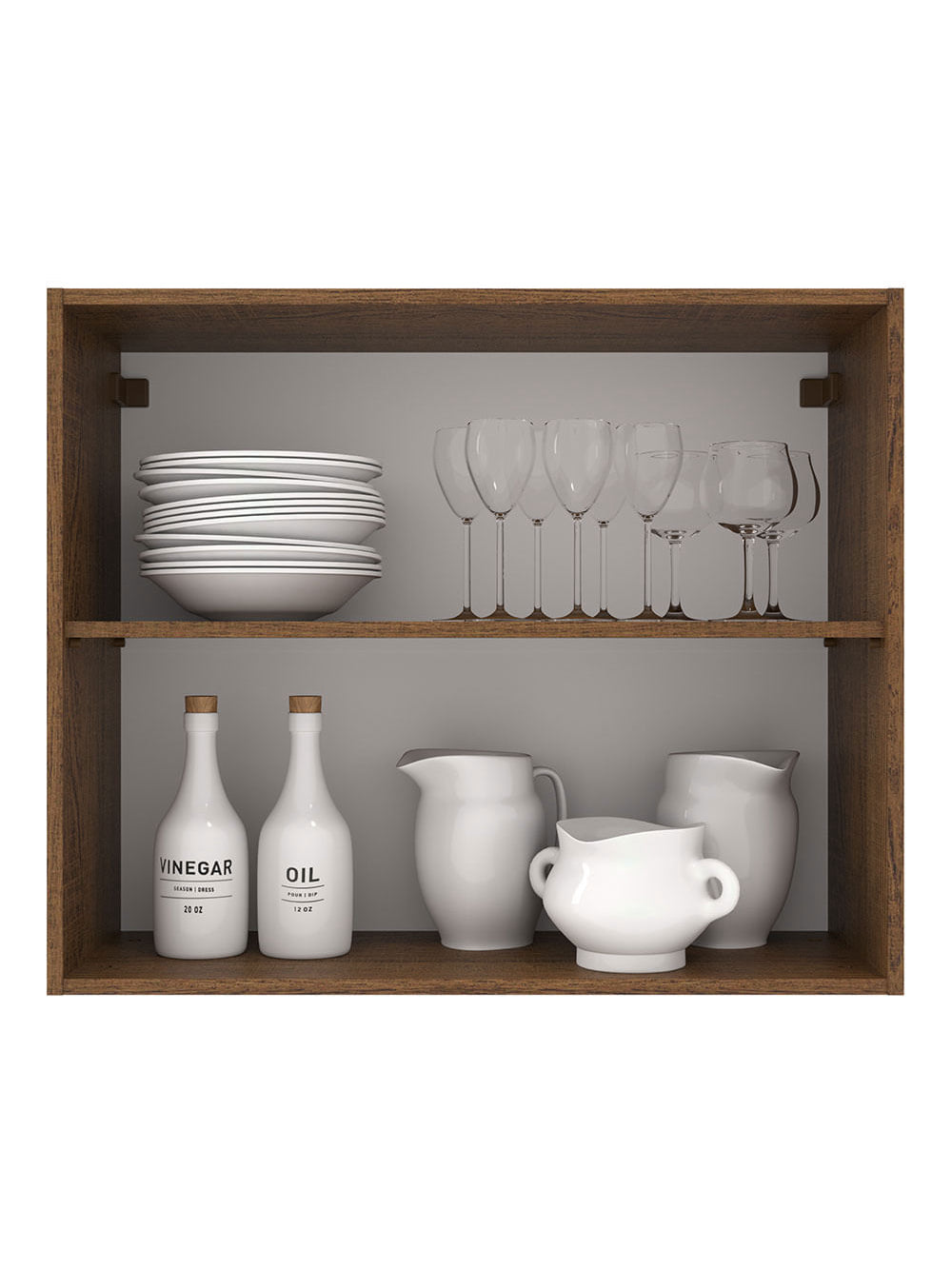 Armário Aéreo Madesa Agata 80 cm 2 Portas Rustic/Branco