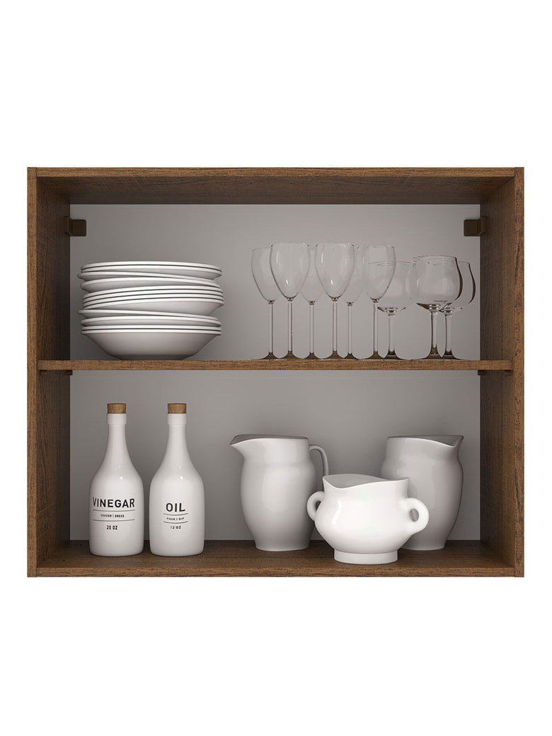 Armário Aéreo Madesa Agata 80 cm 2 Portas Rustic/Branco