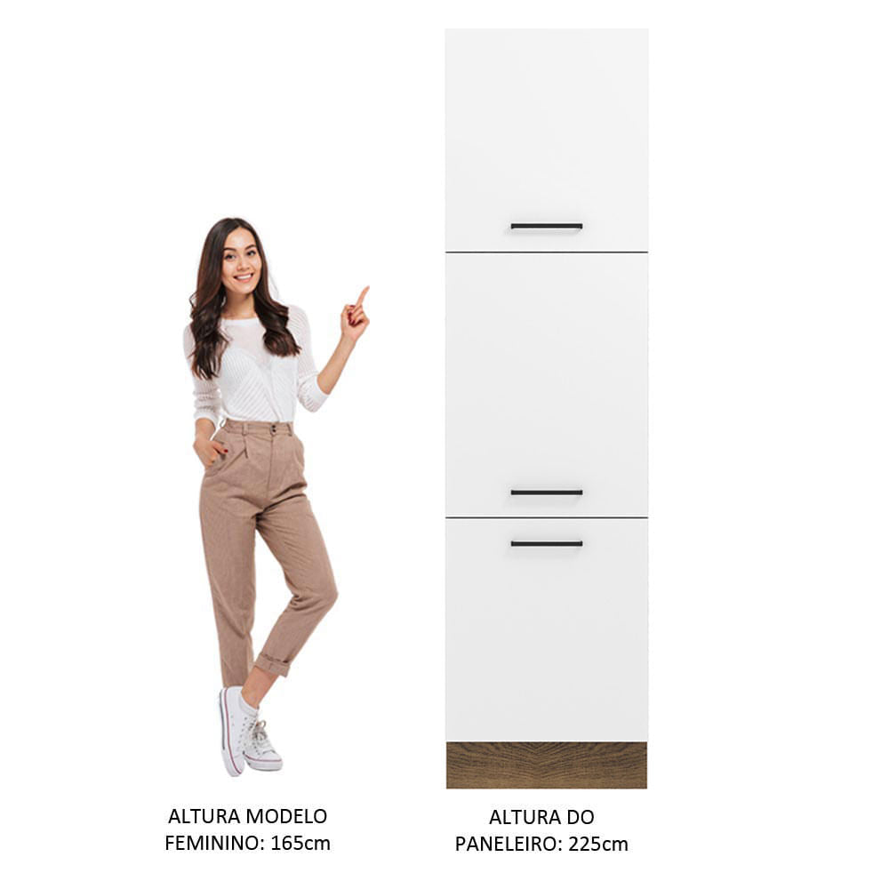 Paneleiro Madesa Agata 60 cm 3 Portas Rustic/Branco