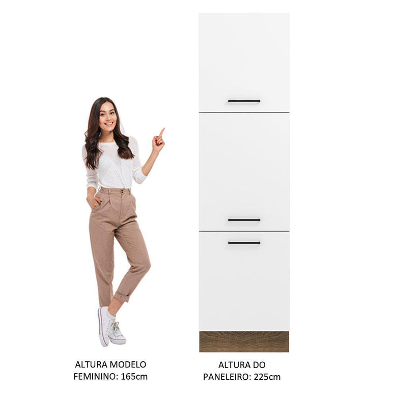 Paneleiro Madesa Agata 60 cm 3 Portas Rustic/Branco