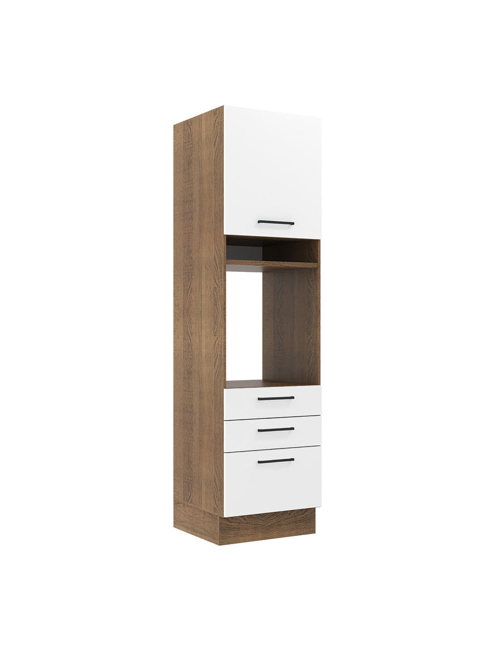 Torre Quente Madesa Agata 60 cm 1 Porta 3 Gavetas Rustic/Branco - Rustic/Branco