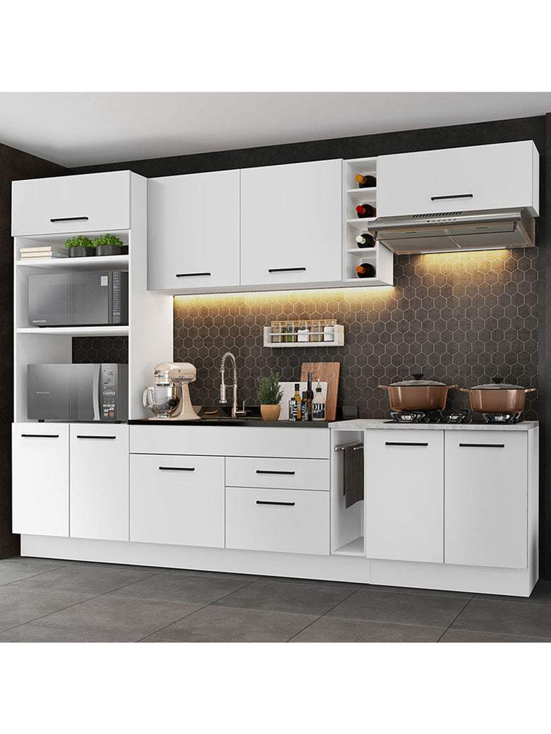 Armário de Cozinha Completa 290cm Branco Agata Madesa 01