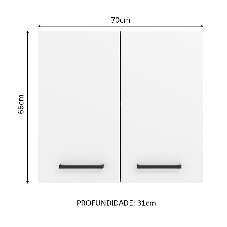Armário Aéreo Madesa Agata 70 cm 2 Portas Rustic/Branco
