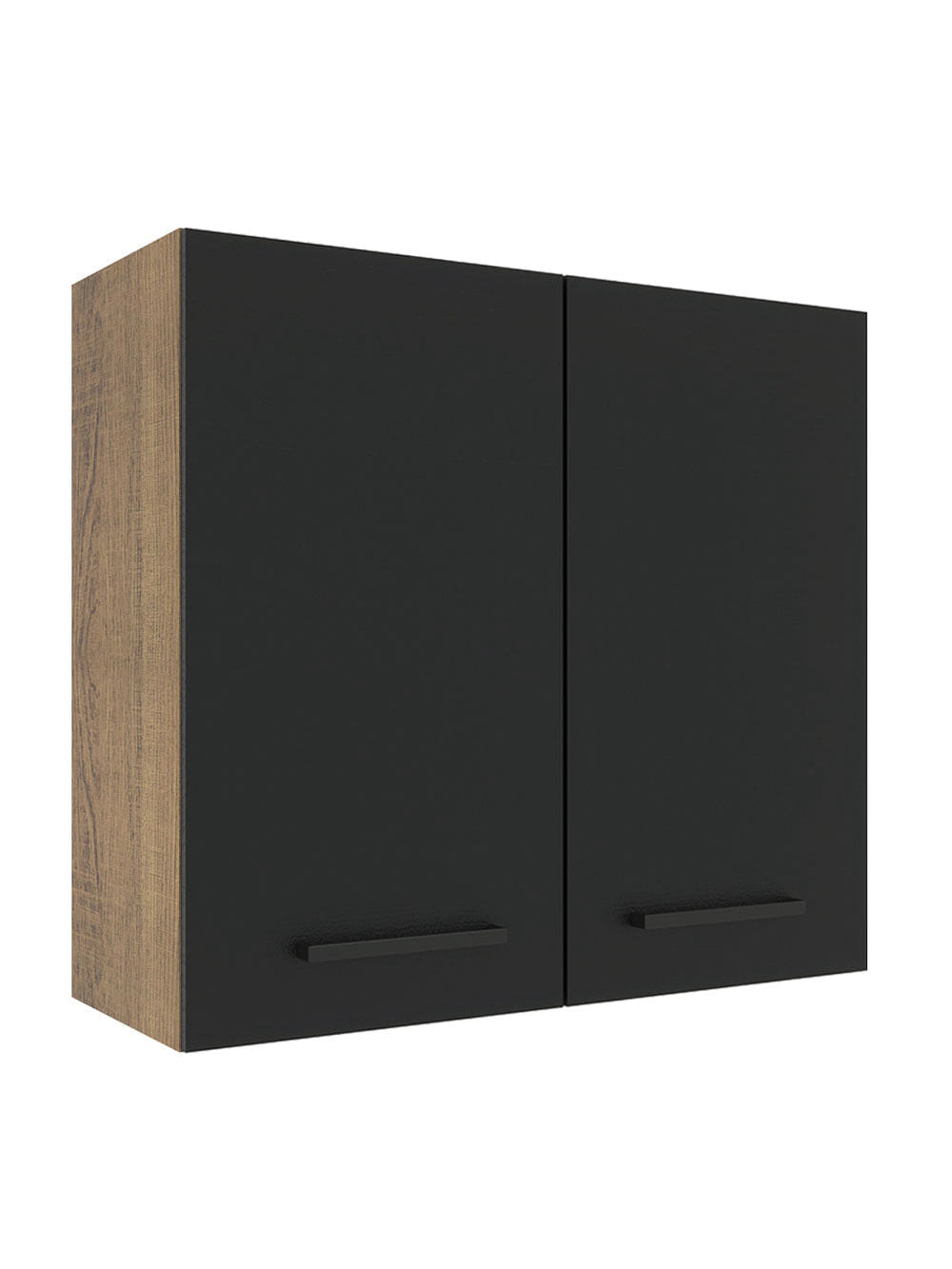 Armário Aéreo Madesa Agata 70 cm 2 Portas Rustic/Preto - Rustic/Preto