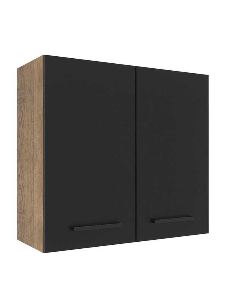 Armário Aéreo Madesa Agata 70 cm 2 Portas Rustic/Preto