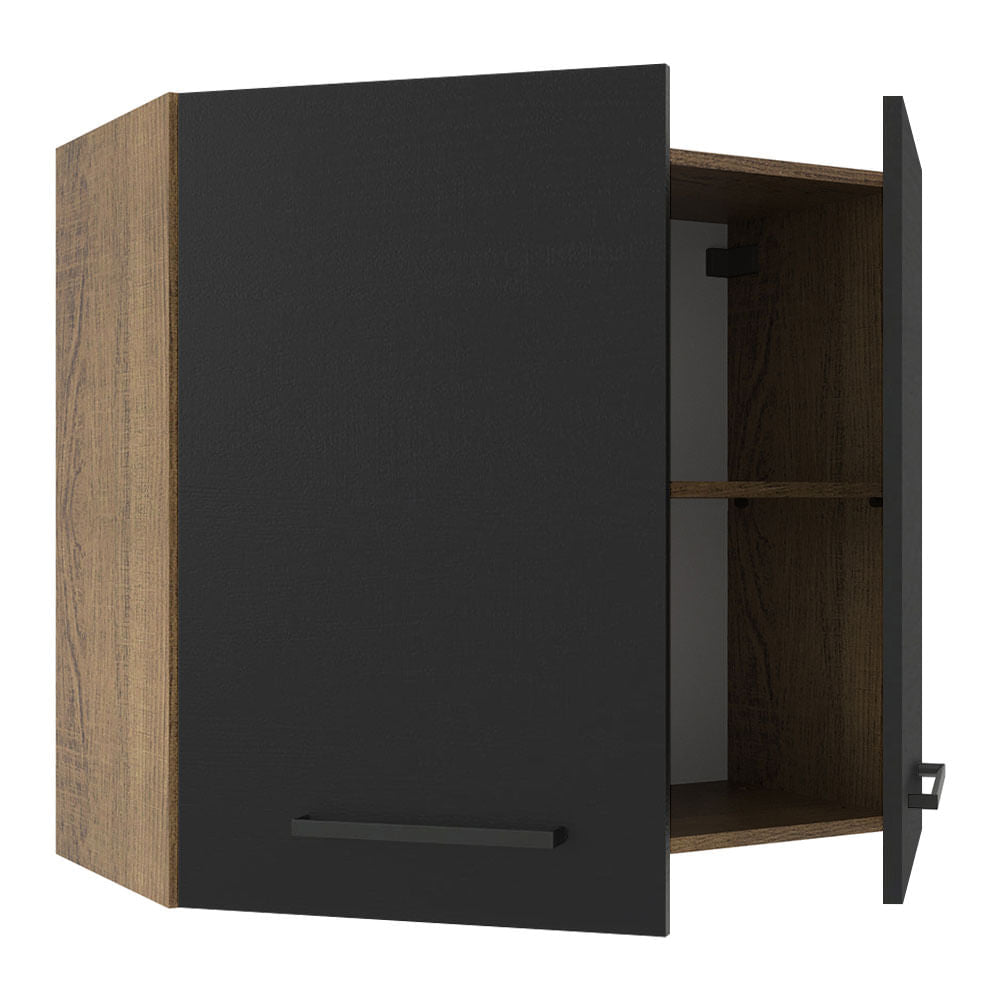 Armário Aéreo Madesa Agata 70 cm 2 Portas Rustic/Preto