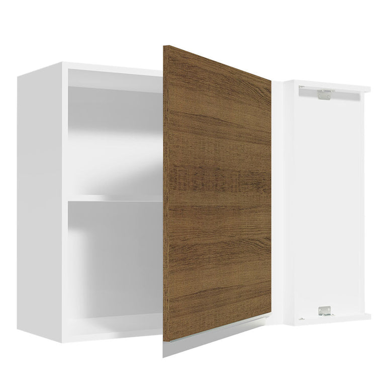 Armário Aéreo de Canto Madesa Glamy 1 Porta Branco/Rustic