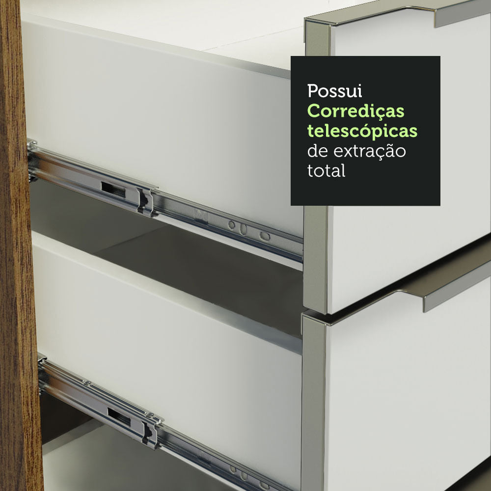 Armário de Cozinha Completa 340cm Rustic Branco Veludo Lux Madesa 01