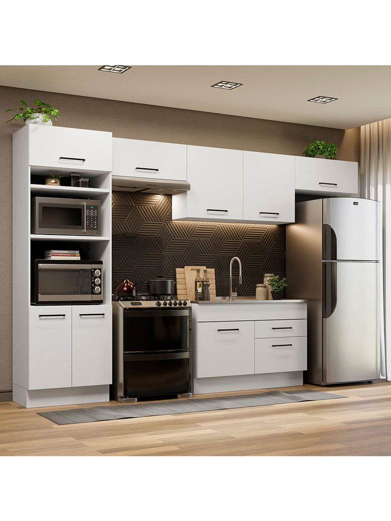 Armário de Cozinha Completa 350cm Branco Agata Madesa 01