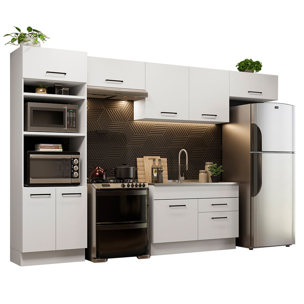 Armário de Cozinha Completa 350cm Branco Agata Madesa 01 - Branco