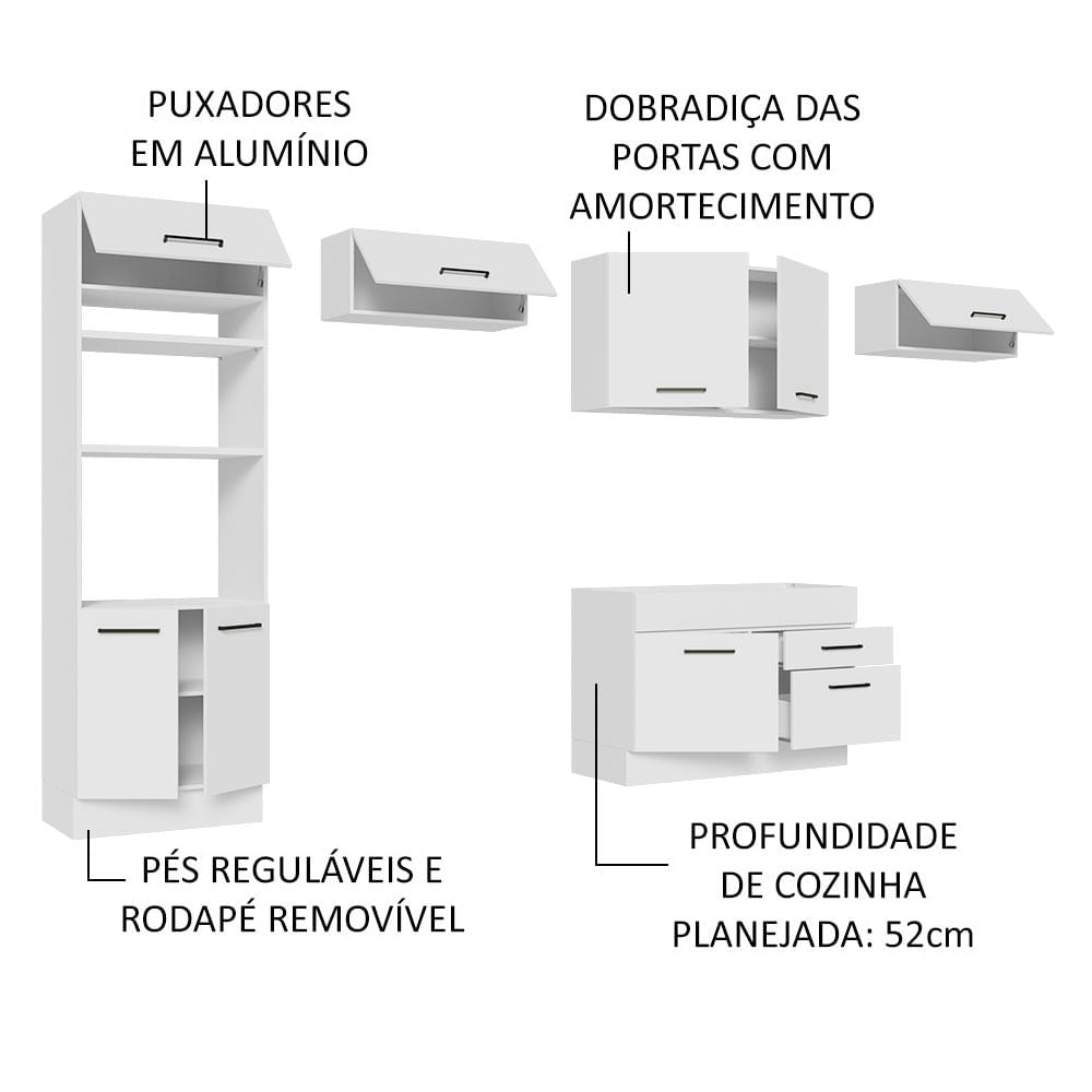 Armário de Cozinha Completa 350cm Branco Agata Madesa 01