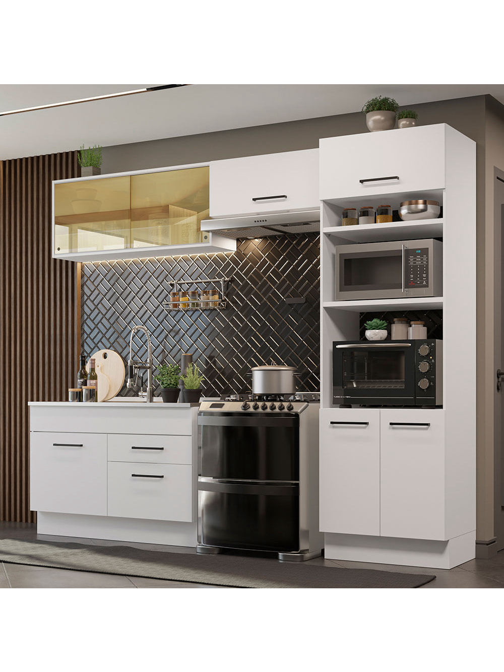 Armário de Cozinha Completa 270cm Branco Agata Madesa 05 - Branco