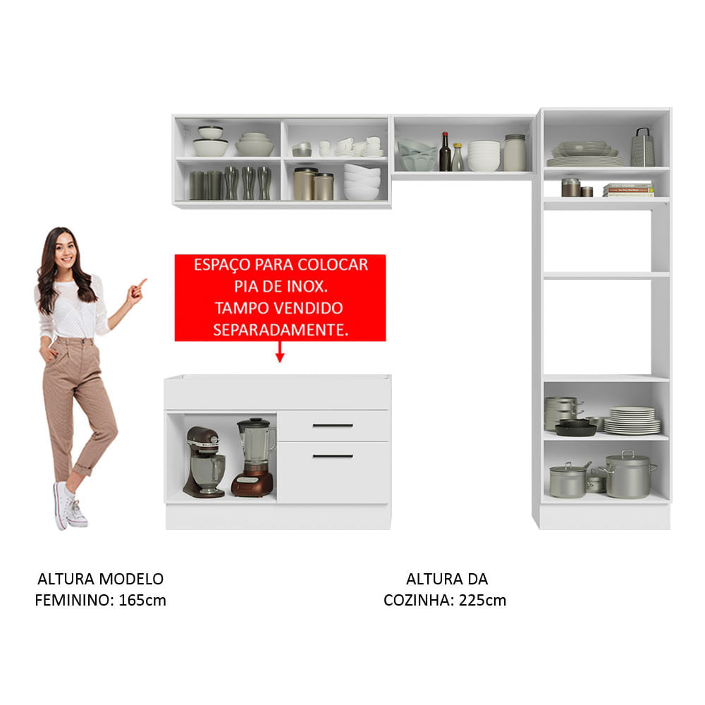 Armário de Cozinha Completa 270cm Branco Agata Madesa 05