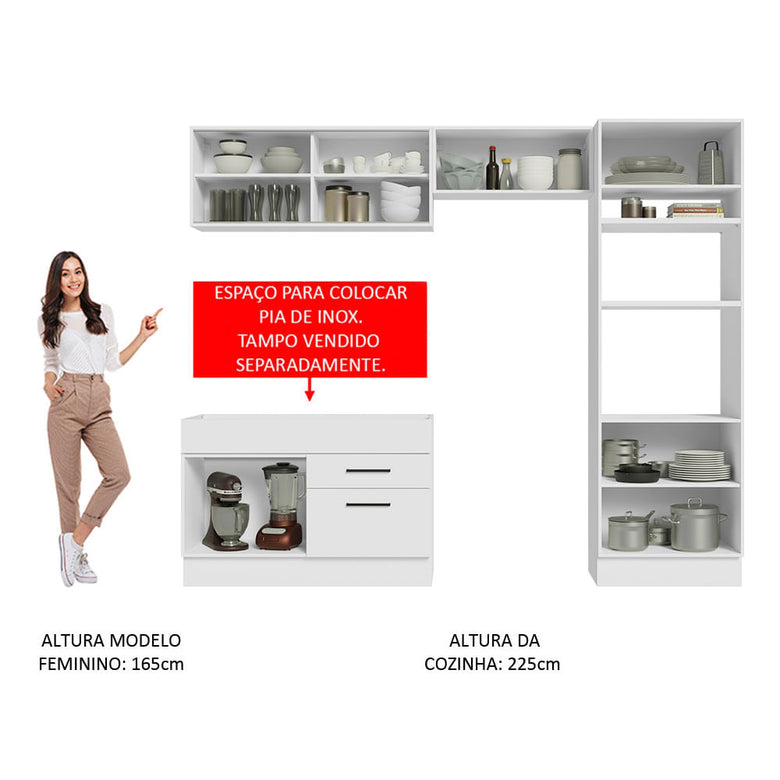 Armário de Cozinha Completa 270cm Branco Agata Madesa 05