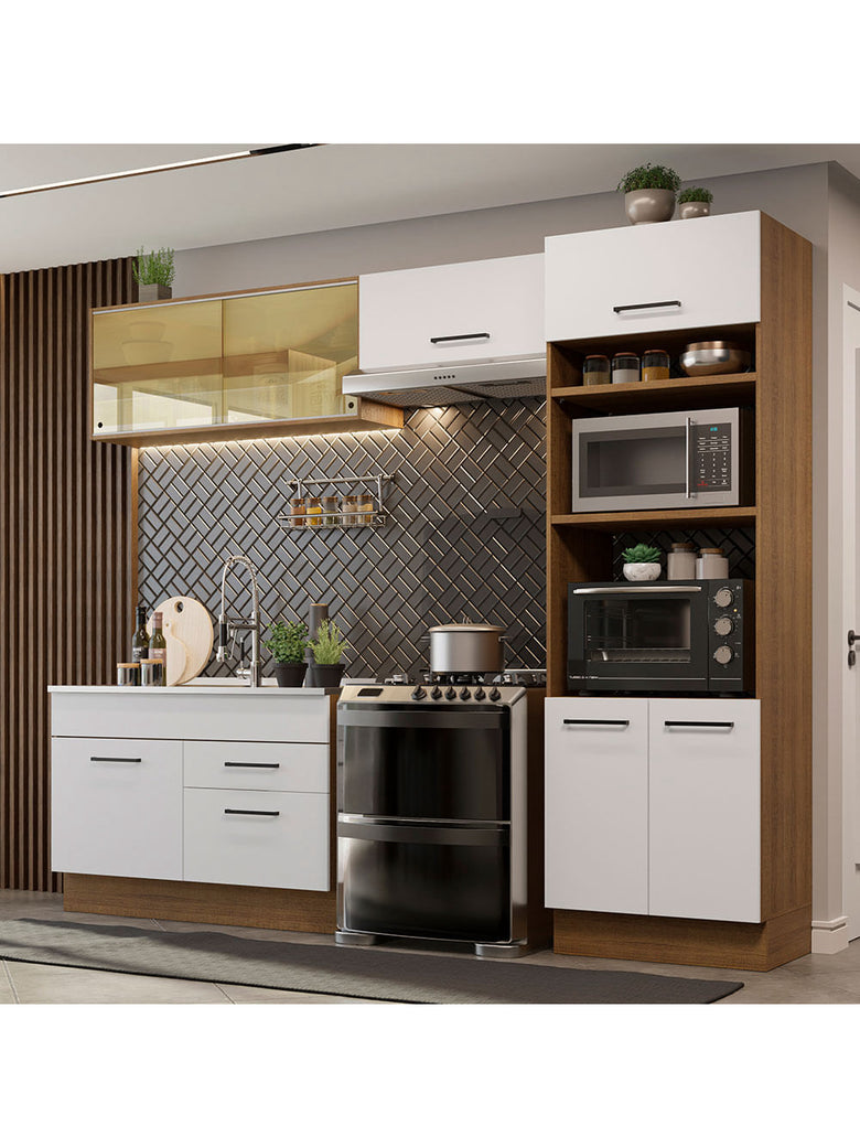 Armário de Cozinha Completa 270cm Rustic/Branco Agata Madesa 05