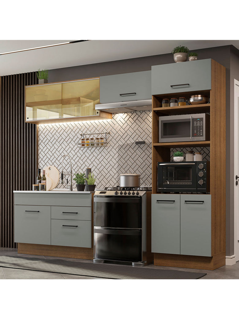 Armário de Cozinha Completa 270cm Rustic/Cinza Agata Madesa 05