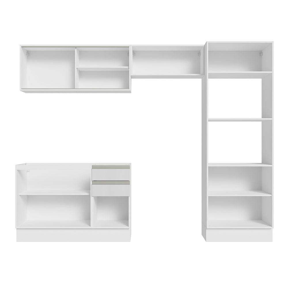 Armário de Cozinha Completa 100% MDF 270cm Frentes Branco Brilho Acordes Madesa 08