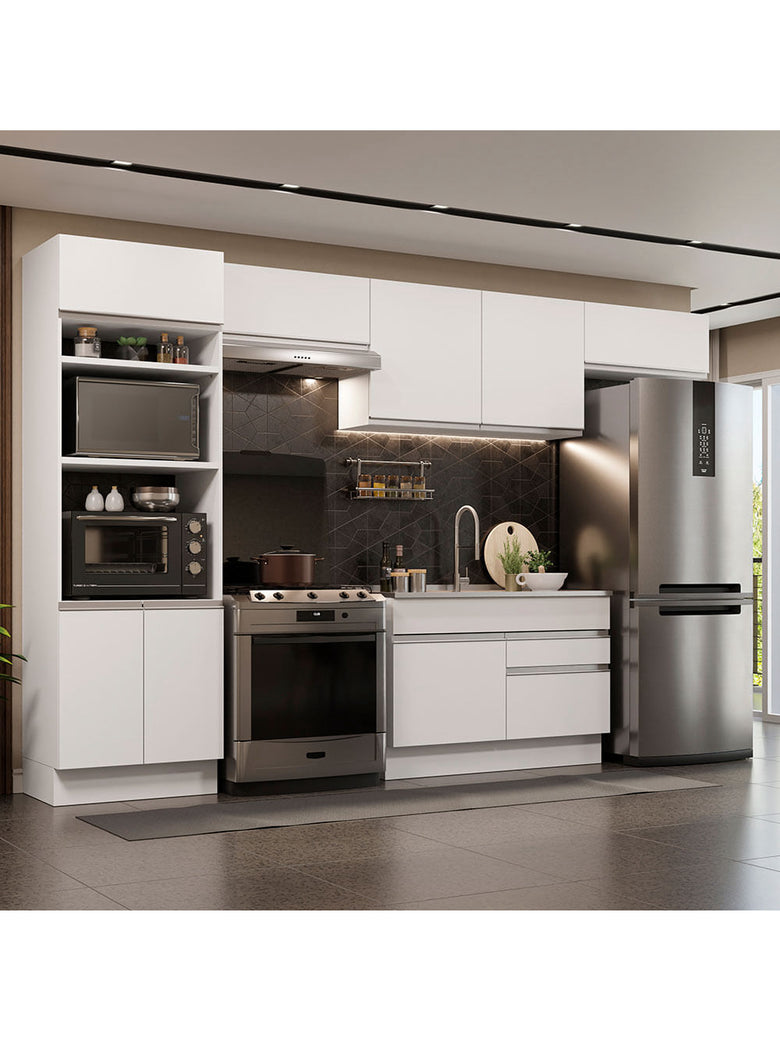 Armário de Cozinha Completa 350cm Branco Glamy Madesa 01