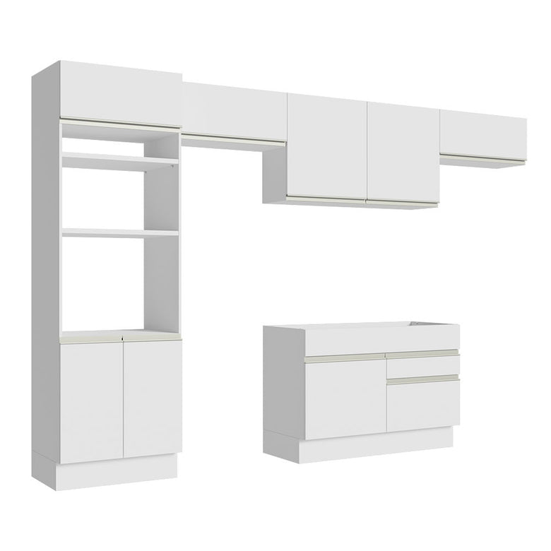 Armário de Cozinha Completa 350cm Branco Glamy Madesa 01