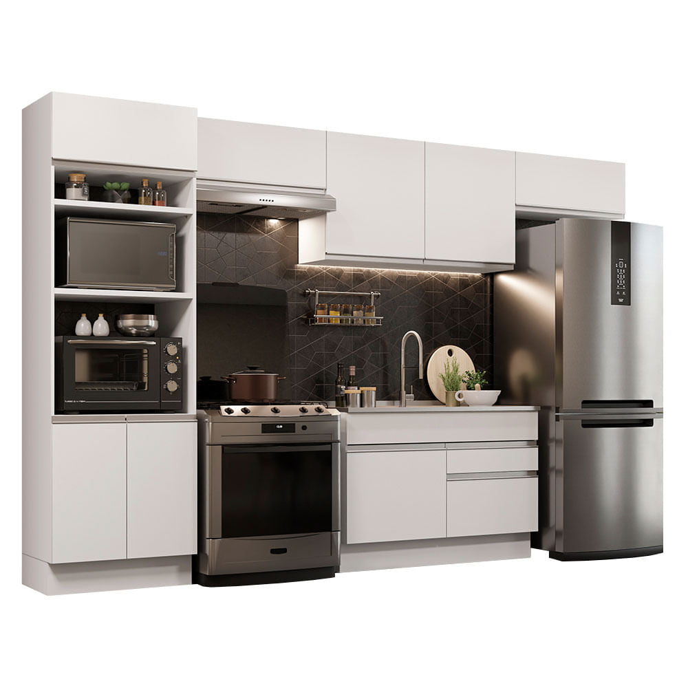 Armário de Cozinha Completa 350cm Branco Glamy Madesa 01 - Branco