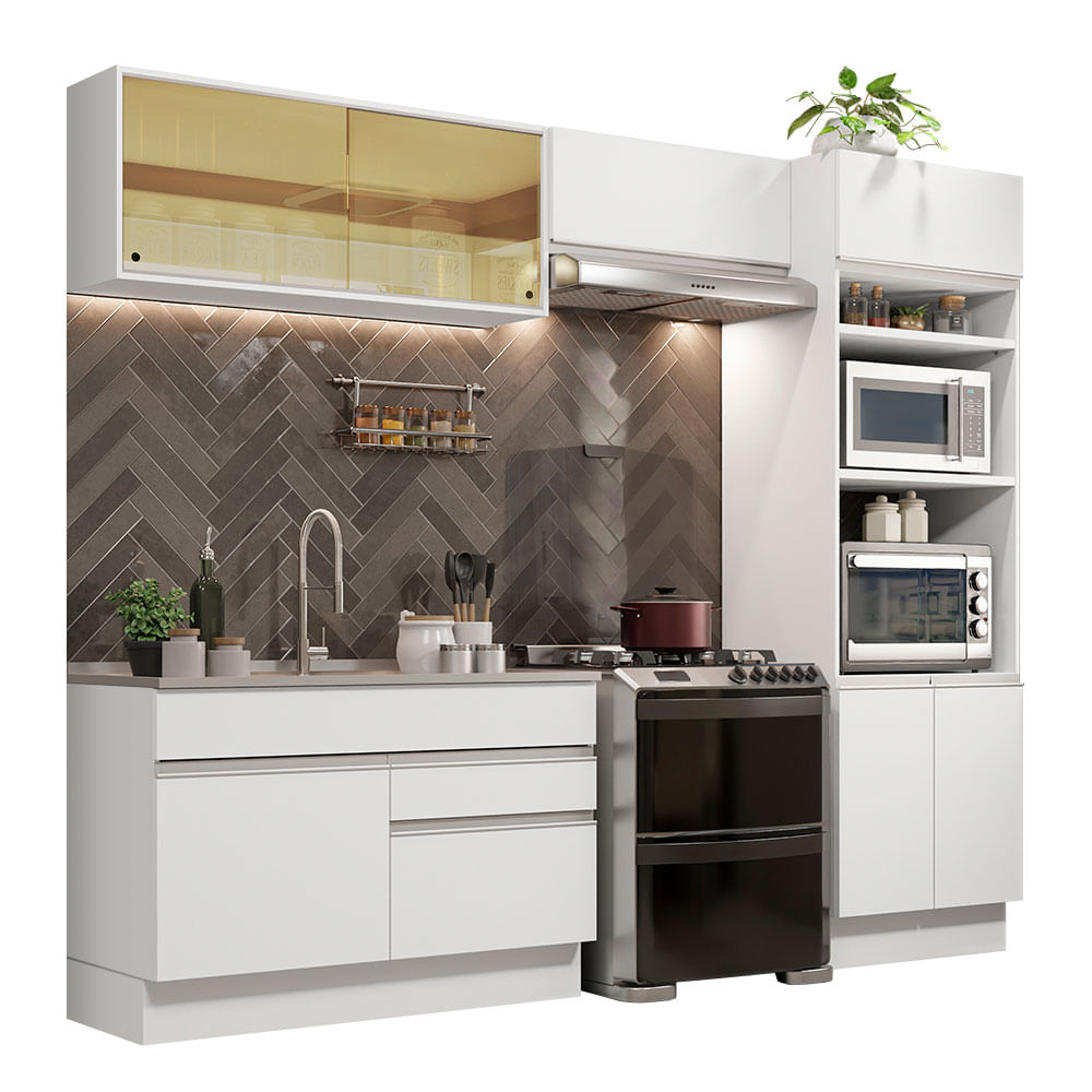 Armário de Cozinha Completa 270cm Branco Glamy Madesa 12 - Branco