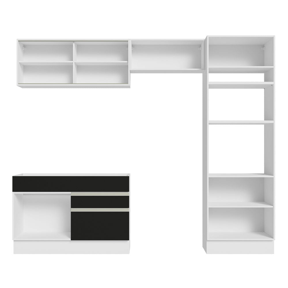 Armário de Cozinha Completa 270cm Branco/Preto Glamy Madesa 12
